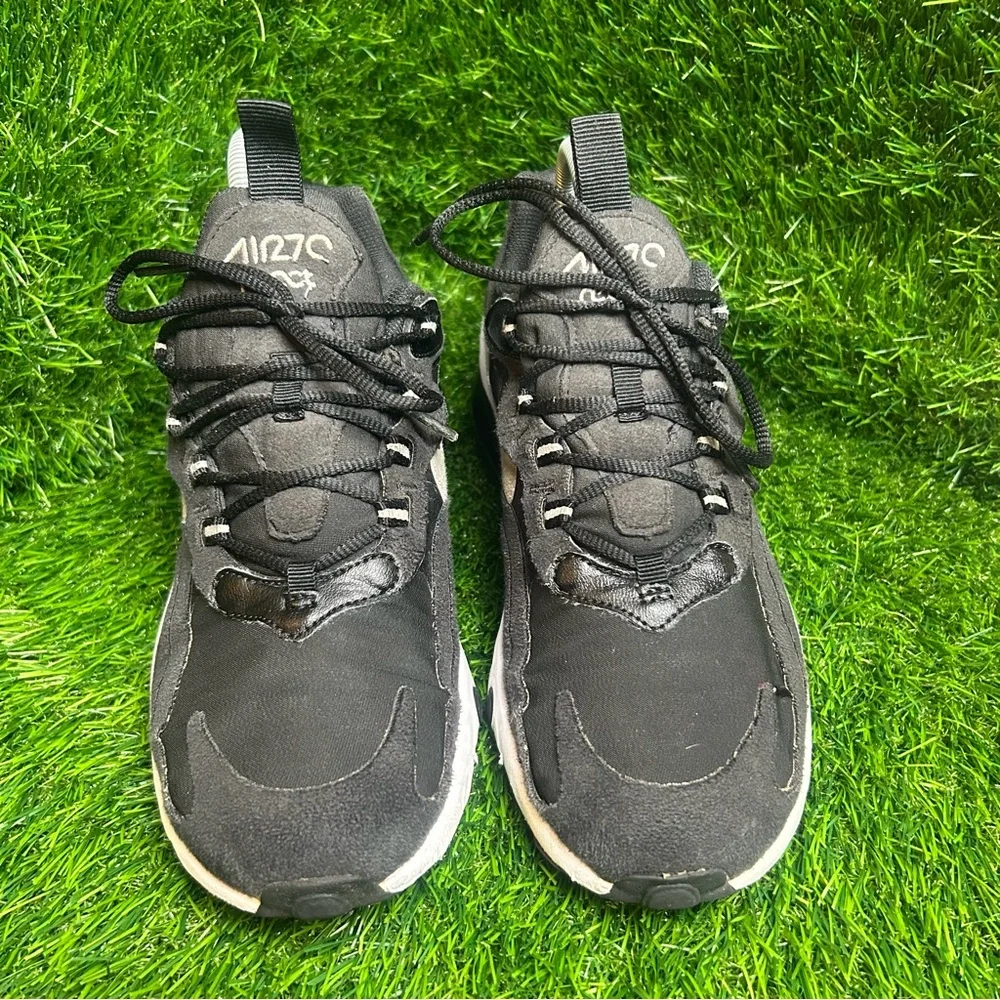 Nike Air‎ Max 270 React (GS) Sneakers Sz 7Y Black Grey BQ0103-003